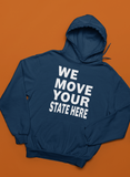 NAVY BLUE CUSTOM PRINT WE MOVE PULLOVER HOODIE