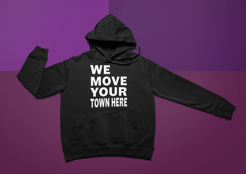 BLACK CUSTOM PRINT WE MOVE PULLOVER HOODIE