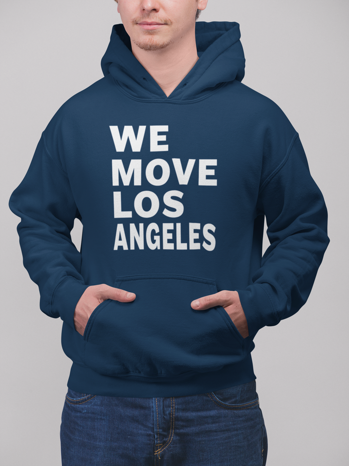 NAVY BLUE CUSTOM PRINT WE MOVE PULLOVER HOODIE